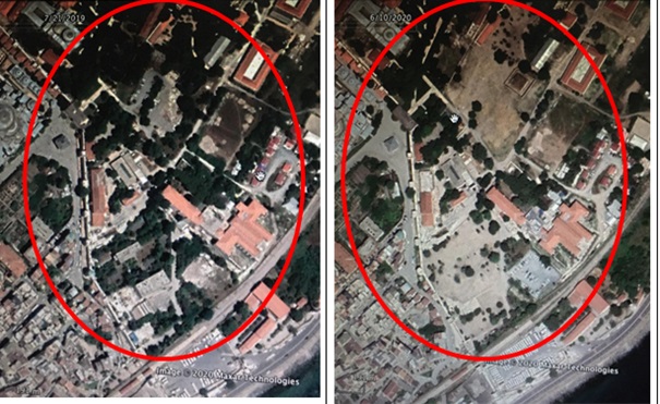 أردوغان يقطع أشجار قصر طوبكابي التاريخي