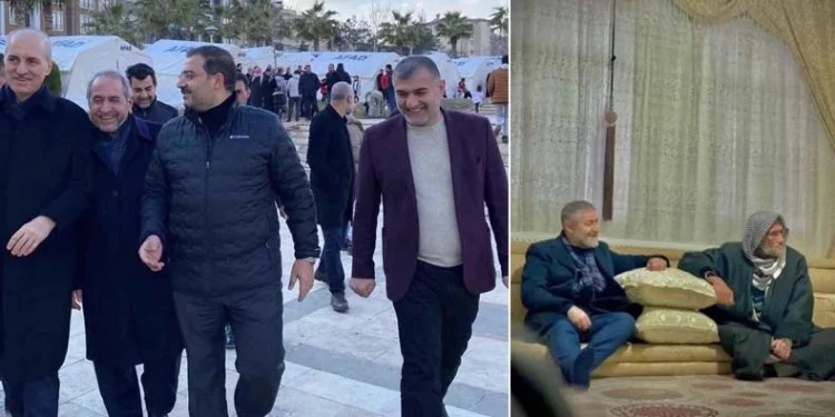 أعضاء حزب أردوغان يضحكون في منطقة الزلزال!