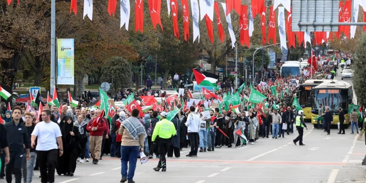 سلسلة بشرية بطول 3.5 كم في إسطنبول لدعم غزة