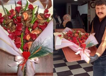 تركية تهدي زوجها “باقة مشاوي” في عيد الحب