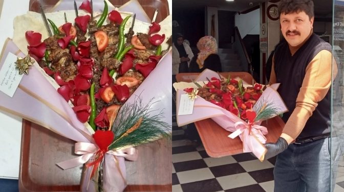 تركية تهدي زوجها “باقة مشاوي” في عيد الحب