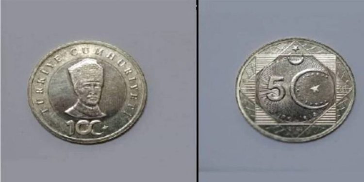 طرح عملة معدنية فئة 5 ليرات تركية للتداول