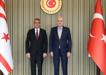 رئيس البرلمان التركي يستقبل رئيس جمهورية شمال قبرص التركية